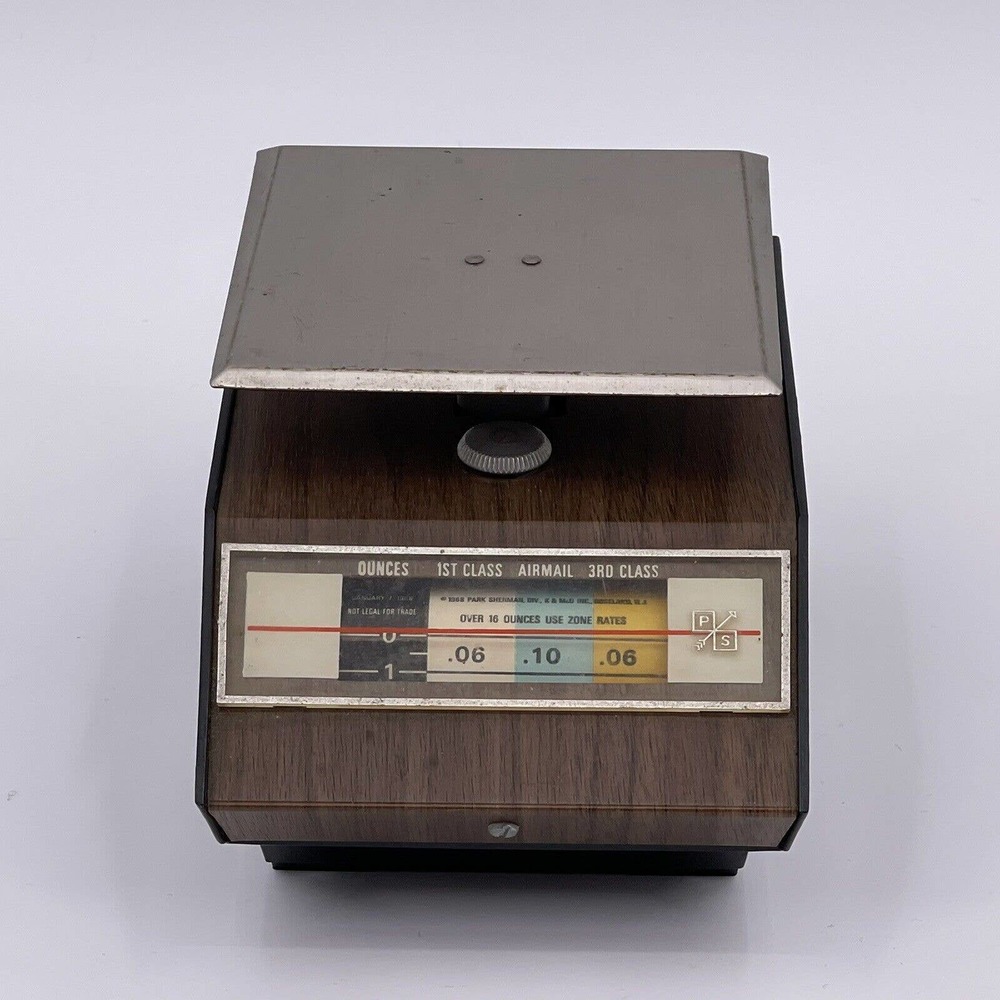 Park Sherman 16oz Postal Scale 1968 Rates Vintage Retro 1st 3rd Class Airmail